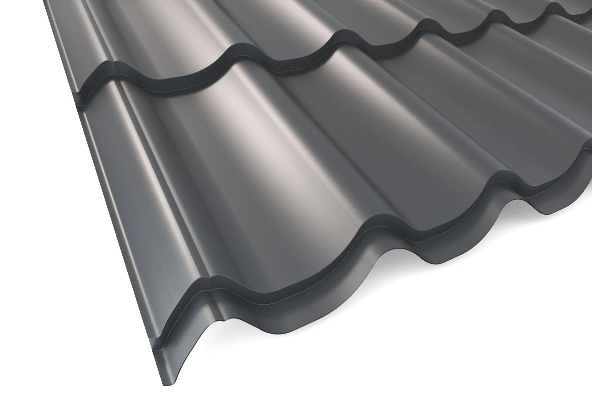Металлочерепица SUPER MONTERREY (Супер Монтеррей) APROFIL, Полуглянцевая: Графитовый серый (SM-ПГЛ-7024-0.45-1)