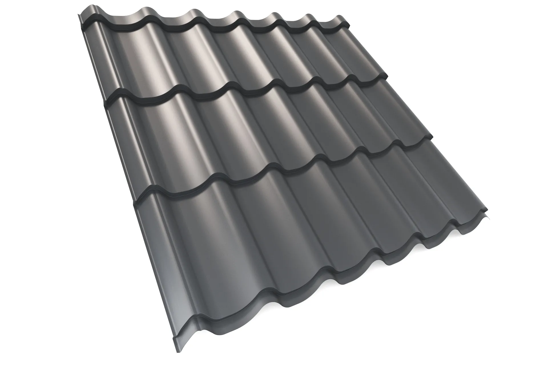 Металлочерепица APROFIL SUPER MONTERREY (Супер Монтеррей), Полуглянцевая, Графитовый серый, 01.9.4/