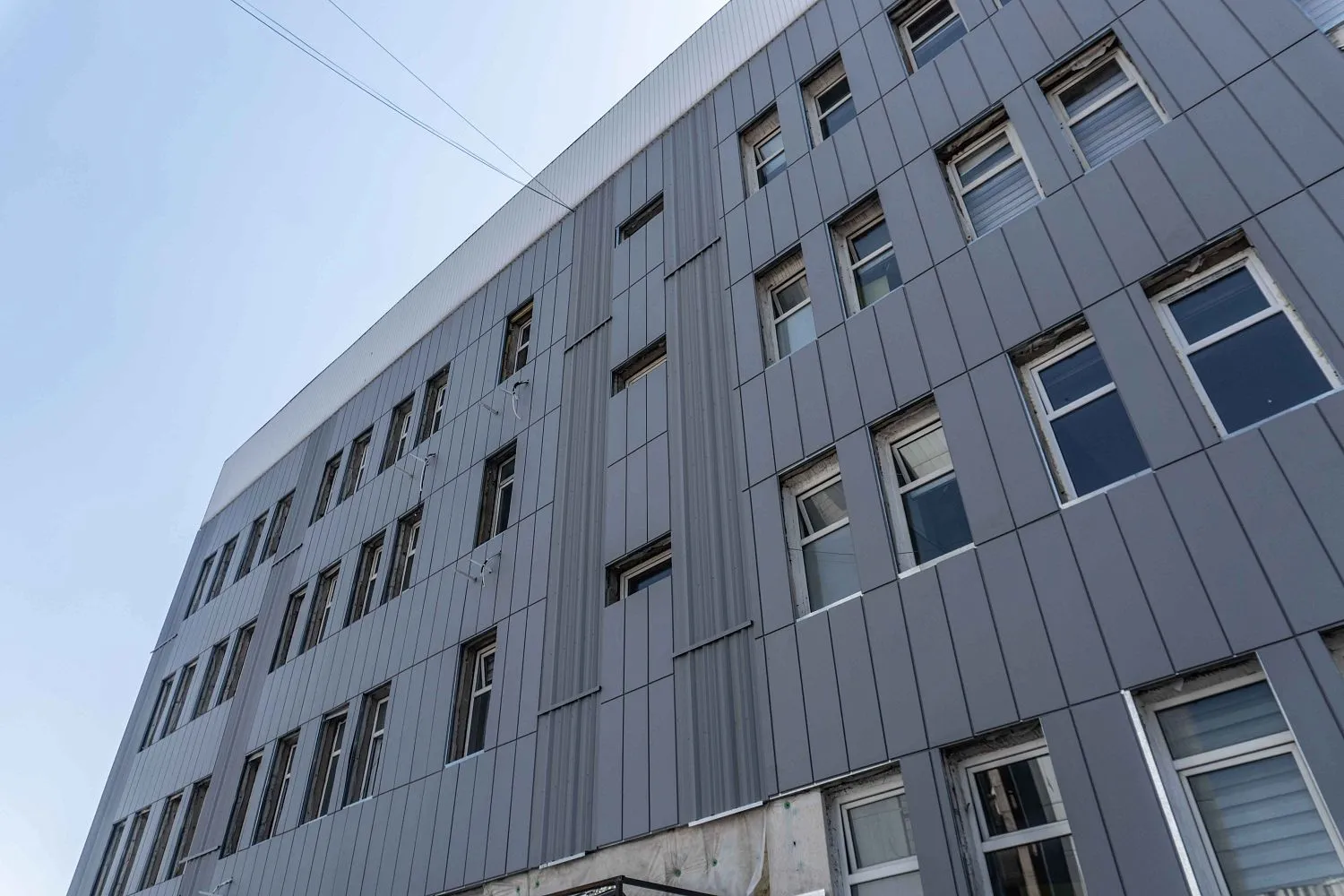 Дизайнерские панели ALMATAU и линеарные панели APROFIL в облицовке колледжа в Алматы
