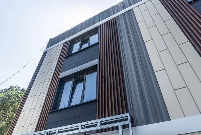 Дизайнерские фасадные панели ALMATAU и ORMAN, Линеарные панели  APROFIL, для бизнеса, банный комплекс, г. Алматы, 2025 