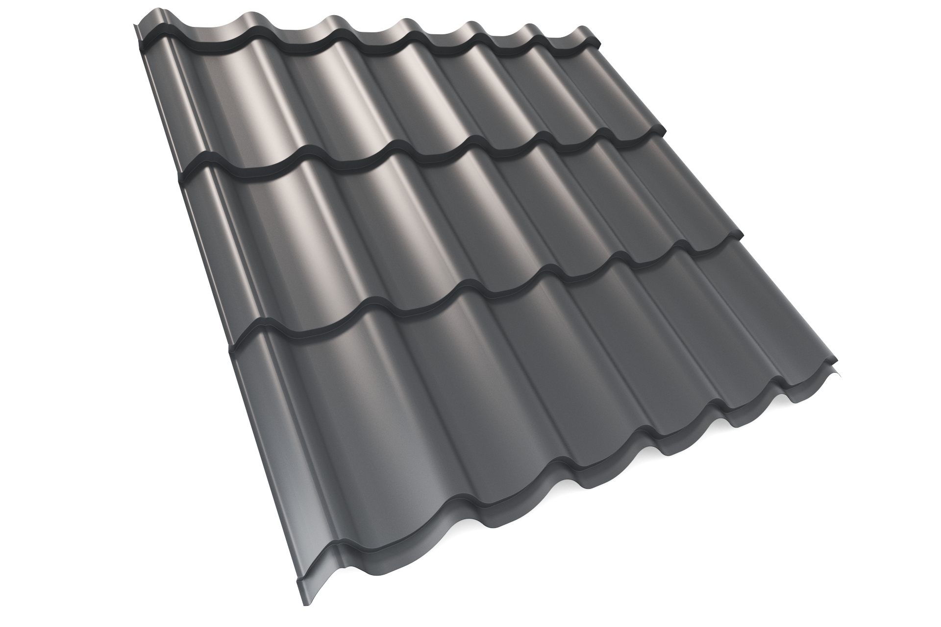 Металлочерепица SUPER MONTERREY (Супер Монтеррей) APROFIL, Полуглянцевая, Графитовый серый, PE 100, 01.9.4/03.1.13.131.7.21232.811624.4