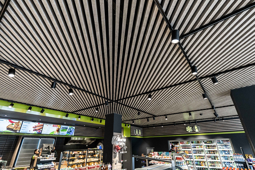 Кубический потолок APROFIL, для бизнеса, АЗС Royal Petrol, г. Алматы, ул. Байтурсынова, 2025 