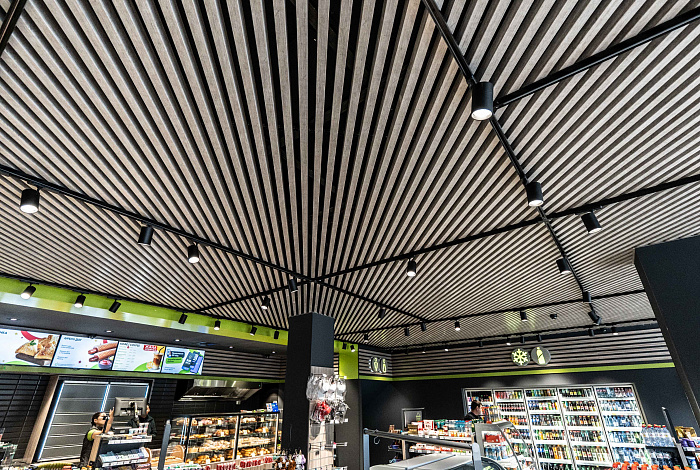 Кубический потолок APROFIL, для бизнеса, АЗС Royal Petrol, г. Алматы, ул. Байтурсынова, 2025 